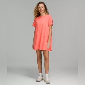 Lululemon All Yours T-Shirt Dress Coral Pink Short Sleeve Athleisure Size 12
